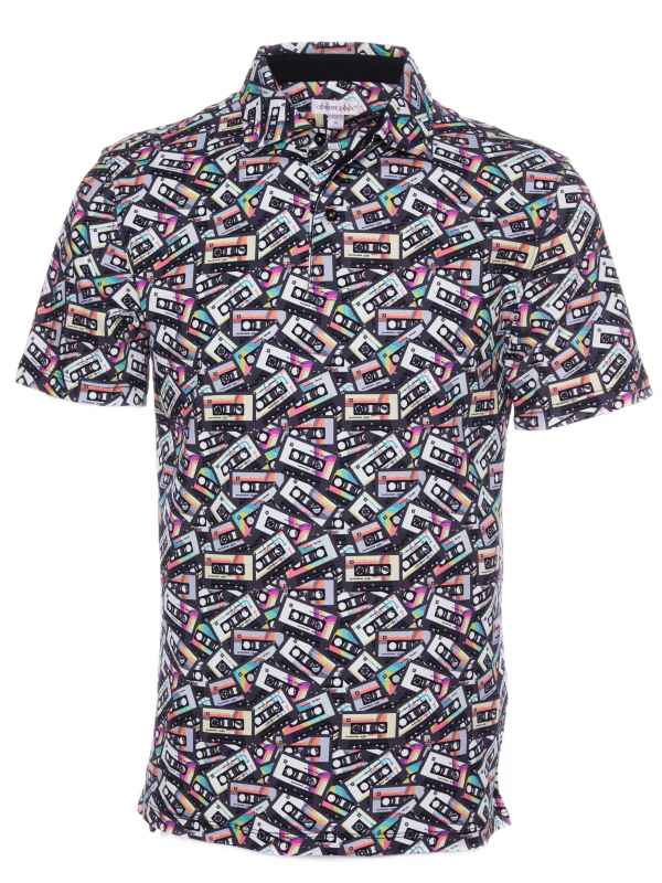 Regular fit polo with vintage audio cassette print