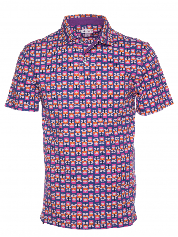 Regular fit polo with geometric flower print