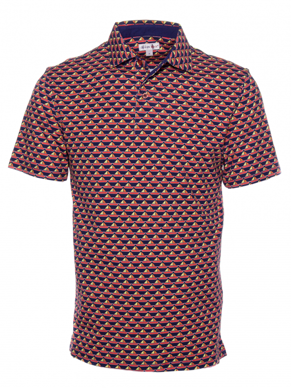 Regular fit polo with origami boat print