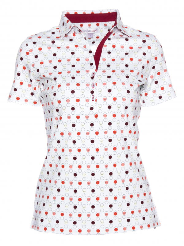 Women's slim fit polo with wine glass print