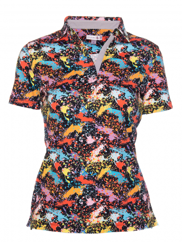 Women's slim fit polo with painting print