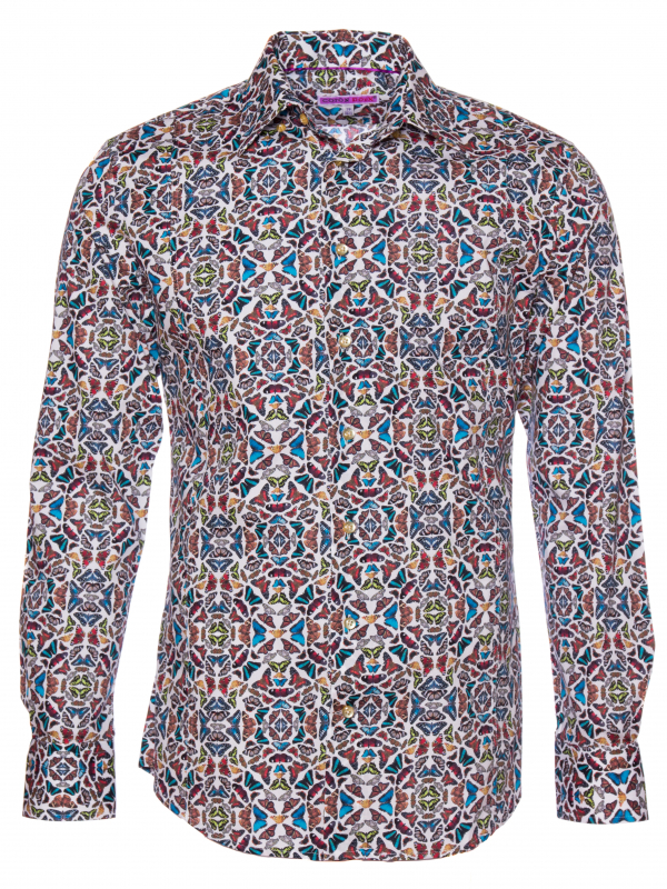 Men's slim fit shirt with butterfly print