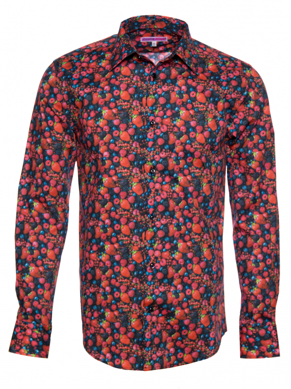 Men's regular shirt with wild berries print