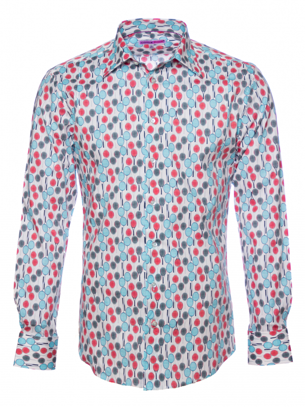 Men's slim fit shirt with badminton racket print