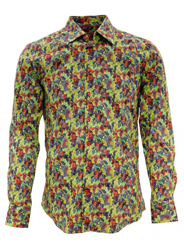 Men's slim fit shirt with grape print