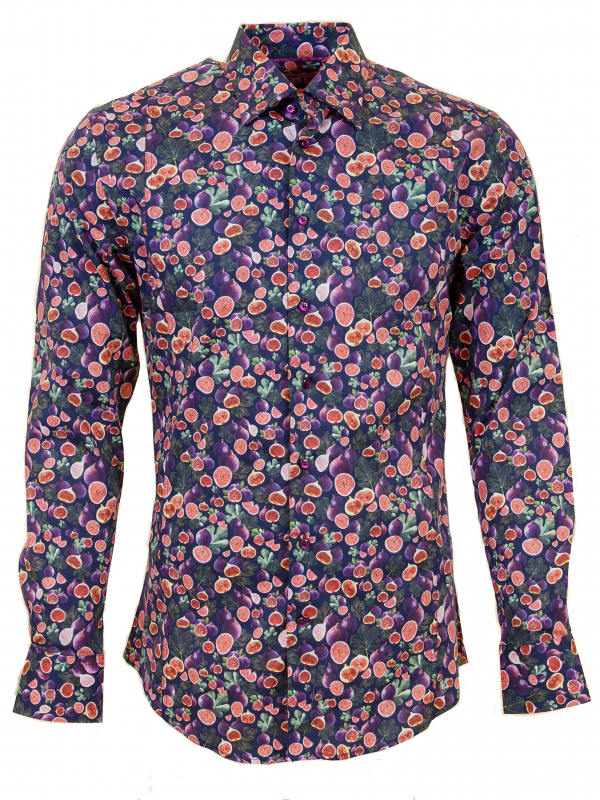 Men's slim fit shirt with figs print