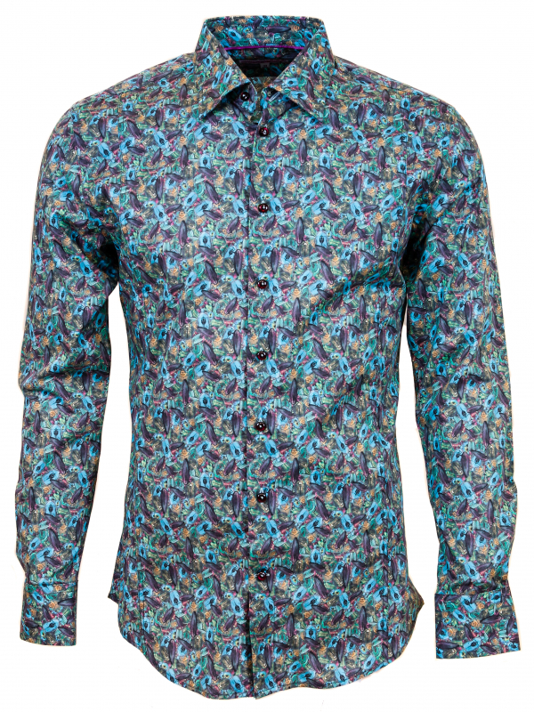Men's slim fit shirt with insects print