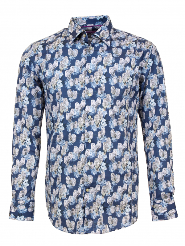 Men's slim fit shirt with owl print