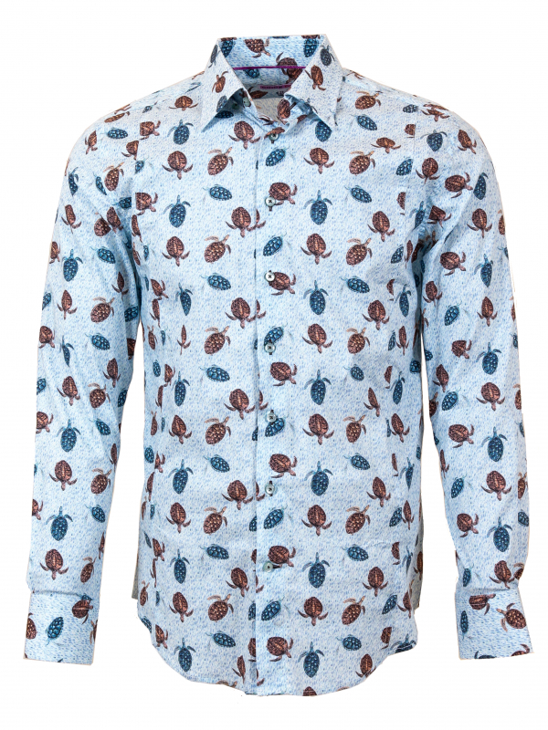 Men's slim fit shirt with turtle print