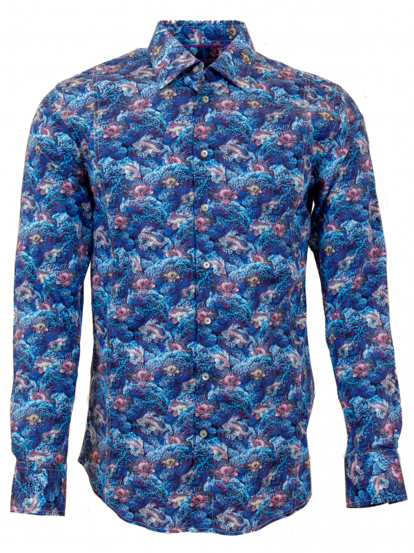 Men's slim fit shirt with seabed print