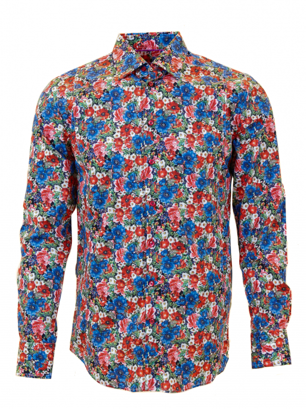 Men's slim fit shirt with flower bouquet print