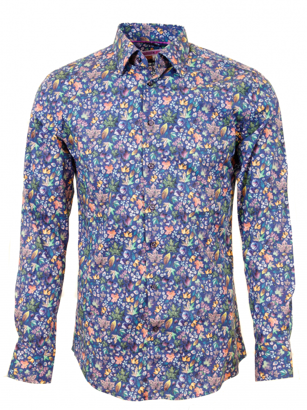Men's slim fit shirt with autumn leaves print