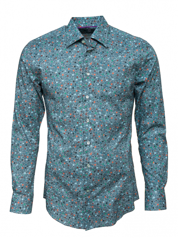 Men's slim fit shirt with molecules print