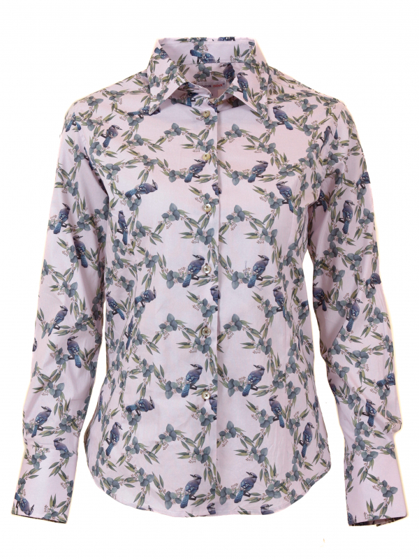 Women's fitted shirt with birds print