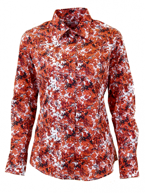 Women's fitted shirt with cherry blossom print