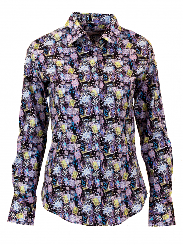 Women's fitted shirt with card game print