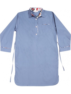 Cotton nightshirt- Light blue with music details