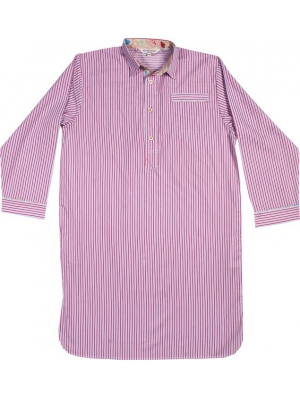 Red striped nightshirt with flowers inner lining