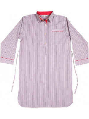 Cotton nightshirt- colorful stripes with red inner lining