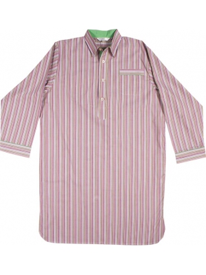 Cotton nightshirt- Colorful stripes with green inner lining