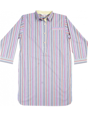 Cotton nightshirt- Colorful stripes with yellow details