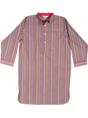 Pink striped nightshirt with fuchsia inner lining