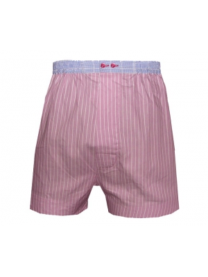 Pink boxer short with white stripes