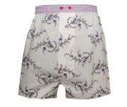 White boxer short with purple flowers