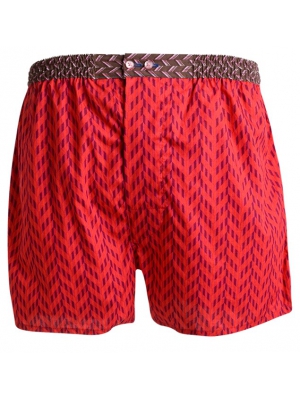 Red boxer short with purple pattern