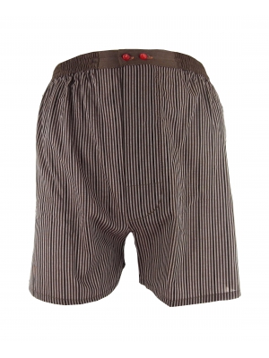 Brown boxer short with grey stripes