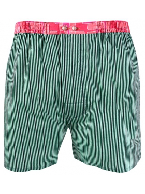 Green boxer short with black stripes