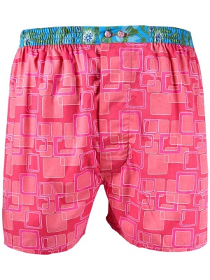 Pink boxer short with squares pattern