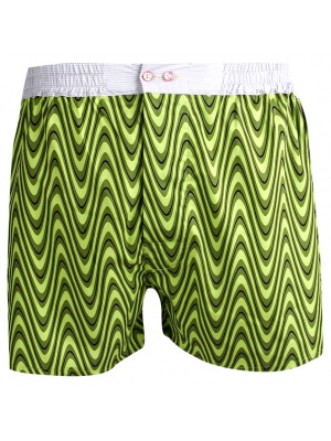 Green boxer short with waves pattern