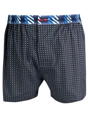Brown boxer short with blue dots