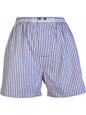 White boxer short with blue stripes