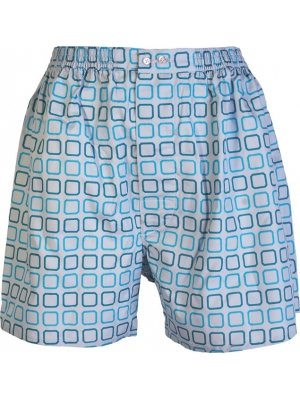 White boxer short with blue squares pattern