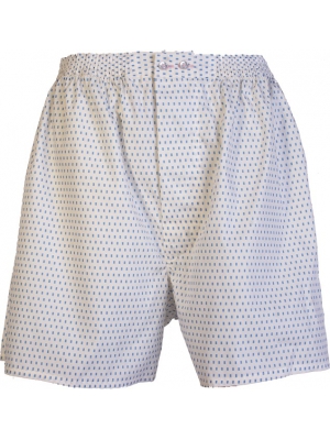 White boxer short with blue dots