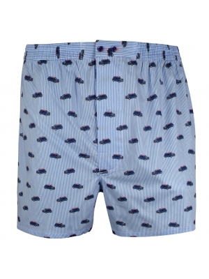 Blue boxer short with cars pattern