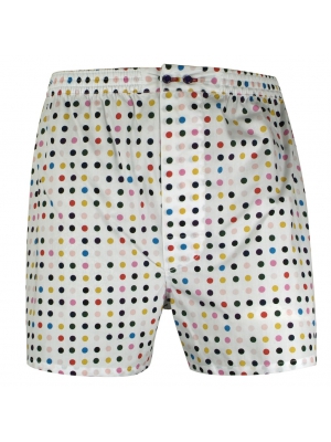 White boxer short with multicolor dots