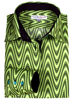Women's Fitted shirt with green waves