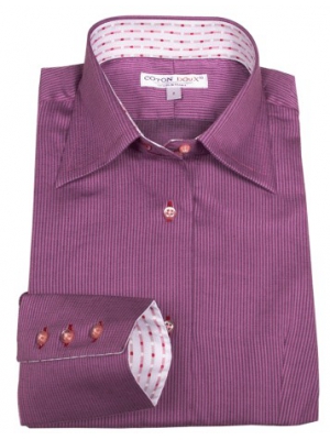 Women's fitted purple shirt with stripes