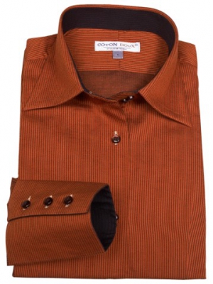 Women's fitted orange shirt with stripes