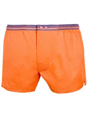 Orange boxer short with matching clutch bag