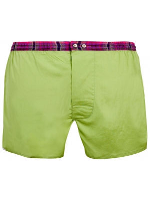 Green boxer short with matching clutch bag