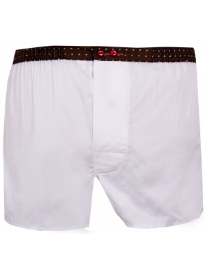 White boxer short with matching clutch bag