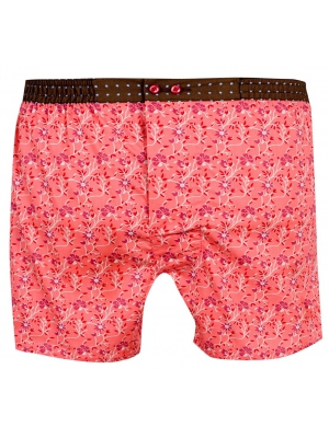 Pink boxer short with red flowers