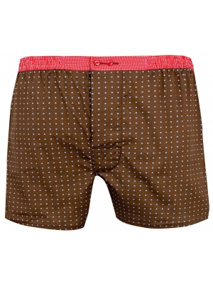 Brown boxer short with white dots