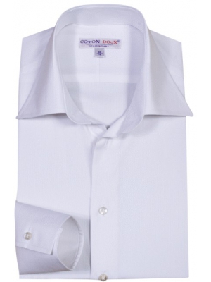 Men's plain white shirt with simple cuffs pinstripe