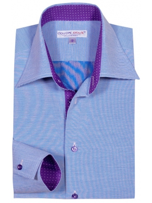 Men's regular blue shirt with dots