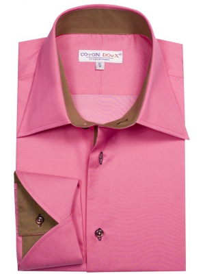 Men's regular pink shirt with napolitan cuffs